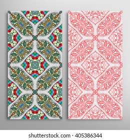 Vertical seamless patterns collection with floral geometric and lace texture for Wedding, Bridal, Valentine's day, greeting cards or Birthday Invitations, fabric or paper print. 