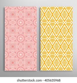 Vertical seamless patterns collection with floral geometric and lace texture for Wedding, Bridal, Valentine's day, greeting cards or Birthday Invitations, fabric or paper print. 