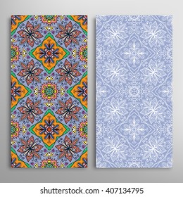Vertical seamless patterns collection with floral geometric and lace texture for Wedding, Bridal, Valentine's day, greeting cards or Birthday Invitations, fabric or paper print. 
