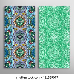 Vertical seamless patterns collection with floral geometric and lace texture for Wedding, Bridal, Valentine's day, greeting cards or Birthday Invitations, fabric or paper print. 