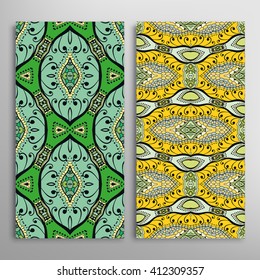 Vertical seamless patterns collection with floral geometric and lace texture for Wedding, Bridal, Valentine's day, greeting cards or Birthday Invitations, fabric or paper print. 