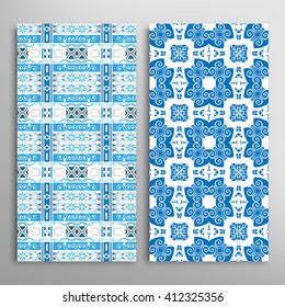 Vertical seamless patterns collection with floral geometric and lace texture for Wedding, Bridal, Valentine's day, greeting cards or Birthday Invitations, fabric or paper print. 