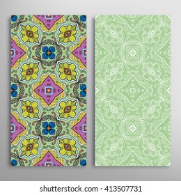 Vertical seamless patterns collection with floral geometric and lace texture for Wedding, Bridal, Valentine's day, greeting cards or Birthday Invitations, fabric or paper print. 