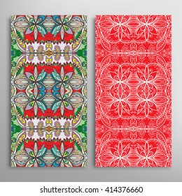 Vertical seamless patterns collection with floral geometric and lace texture for Wedding, Bridal, Valentine's day, greeting cards or Birthday Invitations, fabric or paper print. 