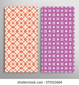 Vertical seamless patterns collection with geometric texture for Wedding, Bridal, Valentine's day, greeting cards or Birthday Invitations, fabric or paper print. 