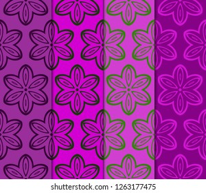 Vertical Seamless Patterns Set, Abstract Floral Geometric Texture. Ornament For Interior Design, Greeting Cards, Birthday Or Wedding Invitations, Paper Print. Ethnic Background In East Style.