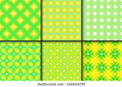 Vertical Seamless Patterns Set, Abstract Floral Geometric Texture. Ornament For Interior Design, Greeting Cards, Birthday Or Wedding Invitations, Paper Print. Ethnic Background In East Style.