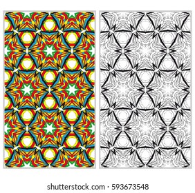 Vertical seamless patterns set, abstract floral geometric texture. Ornament for interior design, greeting cards, birthday or wedding invitations, paper print. Ethnic background in east style.