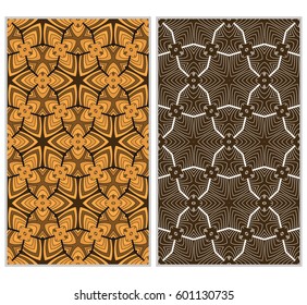 Vertical seamless patterns set, abstract floral geometric texture. Ornament for interior design, greeting cards, birthday or wedding invitations, paper print. Ethnic background in east style.