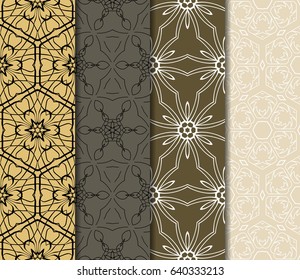 Vertical seamless patterns set, abstract floral geometric texture. Ornament for interior design, greeting cards