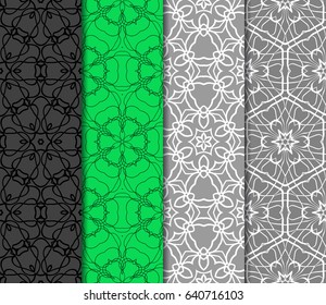 Vertical seamless patterns set, abstract floral geometric texture. Ornament for interior design, greeting cards