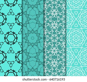 Vertical seamless patterns set, abstract floral geometric texture. Ornament for interior design, greeting cards