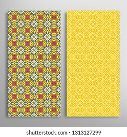 Vertical seamless patterns set, doodle geometric lace texture for Wedding, Valentine's day, greeting card or Birthday Invitation. Decorative seamless backgrounds. Ethnic ornament border pattern