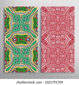 Vertical seamless patterns set, floral geometric lace texture for Wedding, Valentine's day, greeting cards or Birthday Invitations. Decorative seamless backgrounds. Ethnic ornament, border pattern