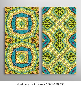 Vertical seamless patterns set, floral geometric lace texture for Wedding, Valentine's day, greeting cards or Birthday Invitations. Decorative seamless backgrounds. Ethnic ornament, border pattern