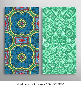 Vertical seamless patterns set, floral geometric lace texture for Wedding, Valentine's day, greeting cards or Birthday Invitations. Decorative seamless backgrounds. Ethnic ornament, border pattern
