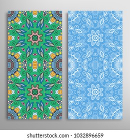 Vertical seamless patterns set, floral geometric lace texture for Wedding, Valentine's day, greeting cards or Birthday Invitations. Decorative seamless backgrounds. Ethnic ornament, border pattern