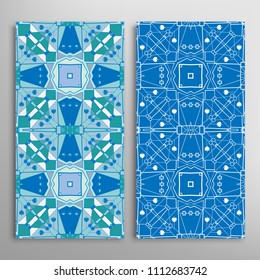 Vertical seamless patterns set, floral geometric lace texture for Wedding, Valentine's day, greeting cards or Birthday Invitations. Decorative seamless backgrounds. Ethnic ornament, border pattern