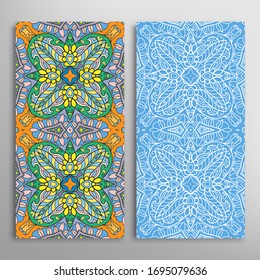 Diseño vertical sin fisuras, textura de encaje geométrico floral para Boda, Día de San Valentín, Tarjeta de felicitación o Invitación de Cumpleaños. Decorativos fondos de doodle impecables. Patrón de fronteras de origen étnico