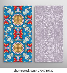 Diseño vertical sin fisuras, textura de encaje geométrico floral para Boda, Día de San Valentín, Tarjeta de felicitación o Invitación de Cumpleaños. Decorativos fondos de doodle impecables. Patrón de fronteras de origen étnico