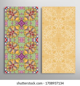 Diseño vertical sin fisuras, textura de encaje geométrico floral para Boda, Día de San Valentín, Tarjeta de felicitación o Invitación de Cumpleaños. Decorativos fondos de doodle impecables. Patrón de fronteras de origen étnico