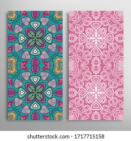 Diseño vertical sin fisuras, textura de encaje geométrico floral para Boda, Día de San Valentín, Tarjeta de felicitación o Invitación de Cumpleaños. Decorativos fondos de doodle impecables. Patrón de fronteras de origen étnico