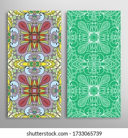 Patrones verticales sin fisuras, textura de encaje geométrico floral para Boda, Día de San Valentín, tarjeta de saludo o Invitación de Cumpleaños. Decorativos fondos de doodle impecables. Patrón de frontera de ornamentos étnicos