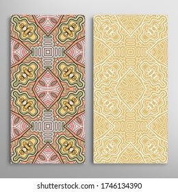 Patrones verticales sin fisuras, textura de encaje geométrico floral para Boda, Día de San Valentín, tarjeta de saludo o Invitación de Cumpleaños. Decorativos fondos de doodle impecables. Patrón de frontera de ornamentos étnicos