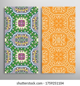 Patrones verticales sin fisuras, textura de encaje geométrico floral para Boda, Día de San Valentín, tarjeta de saludo o Invitación de Cumpleaños. Decorativos fondos de doodle impecables. Patrón de frontera de ornamentos étnicos