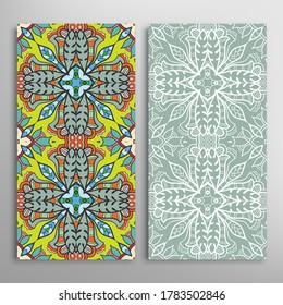 Vertikale nahtlose Muster, florale geometrische Spitzentechnologie für Hochzeit, Valentinstag, Grußkarte oder Geburtstagseinladung. Dekorative, nahtlose, doodle Hintergründe. Grenzmuster für ethnische Ziergegenstände