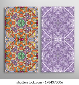 Patrones verticales sin fisuras, textura de encaje geométrico floral para Boda, Día de San Valentín, tarjeta de saludo o Invitación de Cumpleaños. Decorativos fondos de doodle impecables. Patrón de frontera de ornamentos étnicos