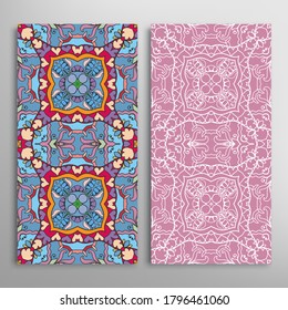 Patrones verticales sin fisuras, textura de encaje geométrico floral para Boda, Día de San Valentín, tarjeta de saludo o Invitación de Cumpleaños. Decorativos fondos de doodle impecables. Patrón de frontera de ornamentos étnicos