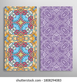 Patrones verticales sin fisuras, textura de encaje geométrico floral para Boda, Día de San Valentín, tarjeta de saludo o Invitación de Cumpleaños. Decorativos fondos de doodle impecables. Patrón de frontera de ornamentos étnicos