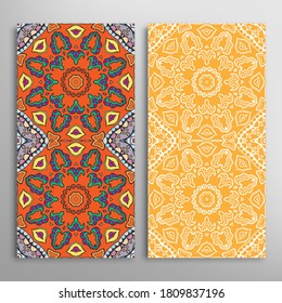 Patrones verticales sin fisuras, textura de encaje geométrico floral para Boda, Día de San Valentín, tarjeta de saludo o Invitación de Cumpleaños. Decorativos fondos de doodle impecables. Patrón de frontera de ornamentos étnicos