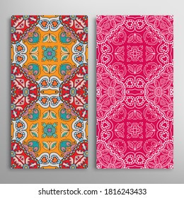 Patrones verticales sin fisuras, textura de encaje geométrico floral para Boda, Día de San Valentín, tarjeta de saludo o Invitación de Cumpleaños. Decorativos fondos de doodle impecables. Patrón de frontera de ornamentos étnicos