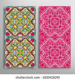 Patrones verticales sin fisuras, textura de encaje geométrico floral para Boda, Día de San Valentín, tarjeta de saludo o Invitación de Cumpleaños. Decorativos fondos de doodle impecables. Patrón de frontera de ornamentos étnicos