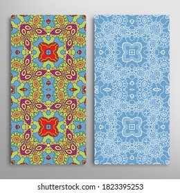Patrones verticales sin fisuras, textura de encaje geométrico floral para Boda, Día de San Valentín, tarjeta de saludo o Invitación de Cumpleaños. Decorativos fondos de doodle impecables. Patrón de frontera de ornamentos étnicos