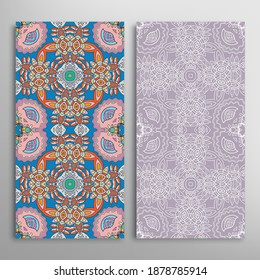 Vertikale nahtlose Muster, florale geometrische Spitzentechnologie für Hochzeit, Valentinstag, Grußkarte oder Geburtstagseinladung. Dekorative, nahtlose, doodle Hintergründe. Grenzmuster für ethnische Ziergegenstände