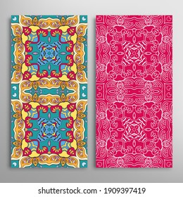 Patrones verticales sin fisuras, textura de encaje geométrico floral para Boda, Día de San Valentín, tarjeta de saludo o Invitación de Cumpleaños. Decorativos fondos de doodle impecables. Patrón de frontera de ornamentos étnicos