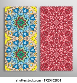 Vertical seamless patterns set, floral geometric lace texture for Wedding, Valentine's day, greeting card or Birthday Invitation. Decorative seamless doodle backgrounds. Ethnic ornament border pattern