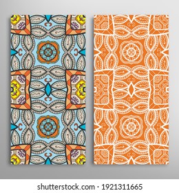 Patrones verticales sin fisuras, textura de encaje geométrico floral para Boda, Día de San Valentín, tarjeta de saludo o Invitación de Cumpleaños. Decorativos fondos de doodle impecables. Patrón de frontera de ornamentos étnicos