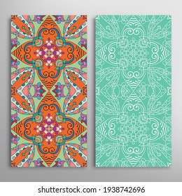 Patrones verticales sin fisuras, textura de encaje geométrico floral para Boda, Día de San Valentín, tarjeta de saludo o Invitación de Cumpleaños. Decorativos fondos de doodle impecables. Patrón de frontera de ornamentos étnicos