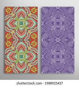 Patrones verticales sin fisuras, textura de encaje geométrico floral para Boda, Día de San Valentín, tarjeta de saludo o Invitación de Cumpleaños. Decorativos fondos de doodle impecables. Patrón de frontera de ornamentos étnicos