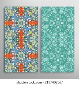 Vertikale nahtlose Muster, florale geometrische Spitzentechnologie für Hochzeit, Valentinstag, Grußkarte oder Geburtstagseinladung. Dekorative, nahtlose, doodle Hintergründe. Grenzmuster für ethnische Ziergegenstände