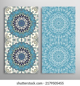 Vertical seamless patterns set, floral geometric lace texture for Wedding, Valentine's day, greeting card or Birthday Invitation. Decorative seamless doodle backgrounds. Ethnic ornament border pattern