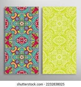 Patrones verticales sin fisuras, textura de encaje geométrico floral para Boda, Día de San Valentín, tarjeta de saludo o Invitación de Cumpleaños. Decorativos fondos de doodle impecables. Patrón de frontera de ornamentos étnicos