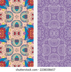 Patrones verticales sin fisuras, textura de encaje geométrico floral para Boda, Día de San Valentín, tarjeta de saludo o Invitación de Cumpleaños. Decorativos fondos de doodle impecables. Patrón de frontera de ornamentos étnicos