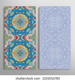 Patrones verticales sin fisuras, textura de encaje geométrico floral para Boda, Día de San Valentín, tarjeta de saludo o Invitación de Cumpleaños. Decorativos fondos de doodle impecables. Patrón de frontera de ornamentos étnicos