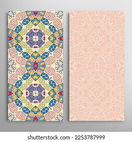 Patrones verticales sin fisuras, textura de encaje geométrico floral para Boda, Día de San Valentín, tarjeta de saludo o Invitación de Cumpleaños. Decorativos fondos de doodle impecables. Patrón de frontera de ornamentos étnicos