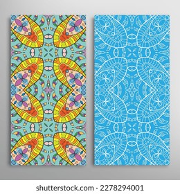 Patrones verticales sin fisuras, textura de encaje geométrico floral para Boda, Día de San Valentín, tarjeta de saludo o Invitación de Cumpleaños. Decorativos fondos de doodle impecables. Patrón de frontera de ornamentos étnicos
